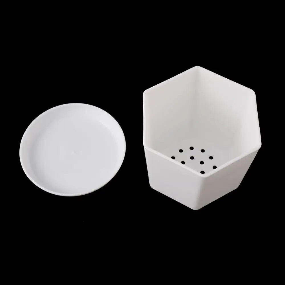 Pot fleurs blanc moderne plateau trous drainage petite plante intérieure plastique