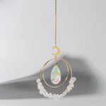 suncatcher ornement boho chic semi précieuses cristal violet blanc doré pendaison