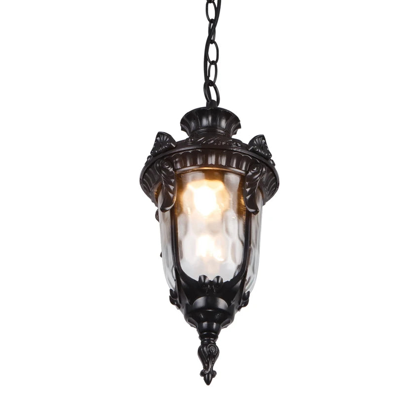 lampe suspendue classique noir doré texture métallique motif sculpté chambre salon étage hall