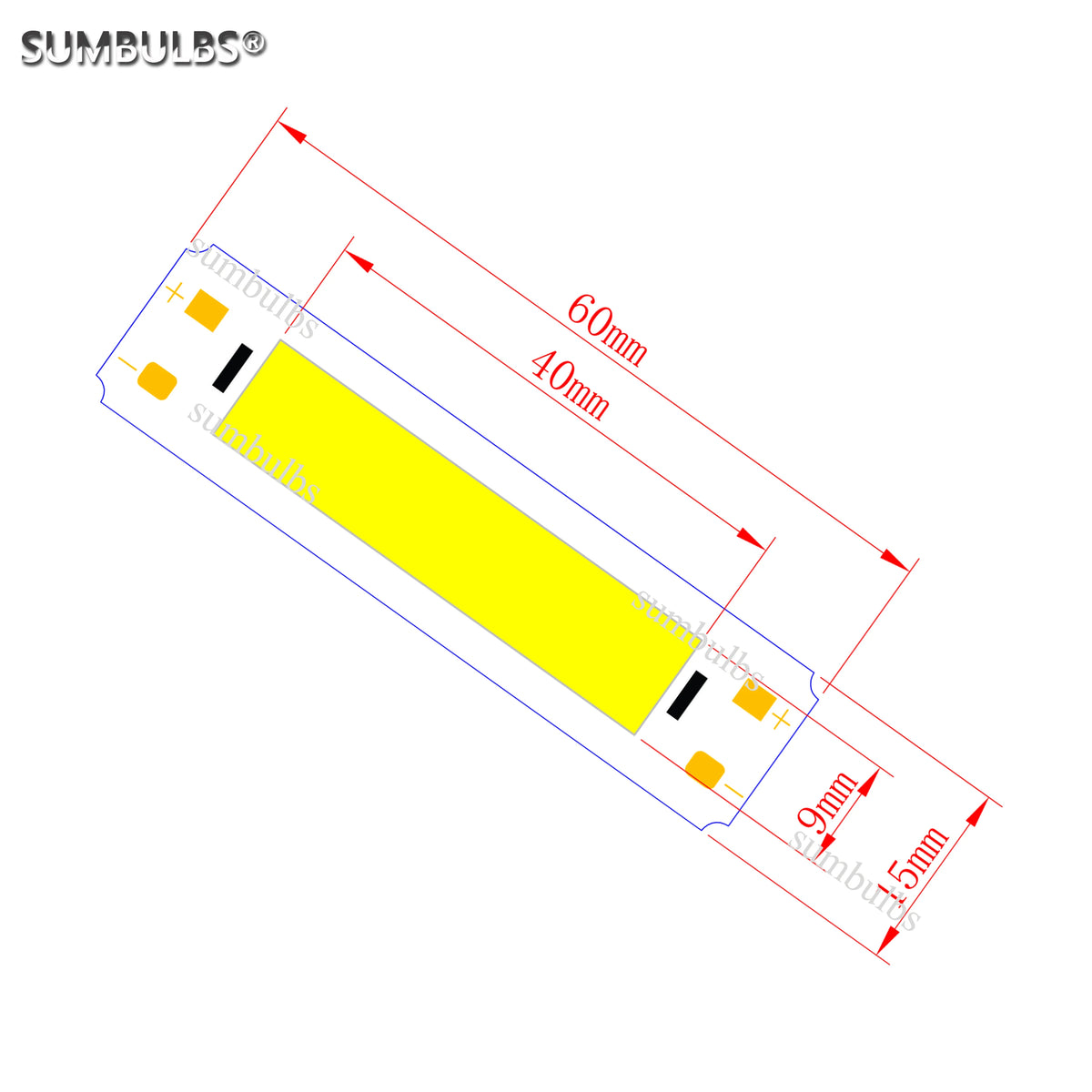 lampe led blanc jaune moderne connecteurs electrique 6000k 3000k 60mm 40mm 8mm