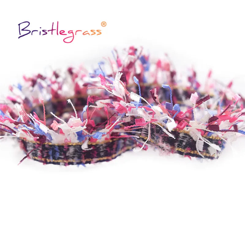 ruban frisé dentelle bleu marine blanc gris franges colorées texturé polyester écolo