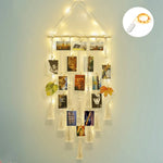 cadre photo murale bois corde tressée pompons bohème chambre enfant decoration chambre cadeau amis