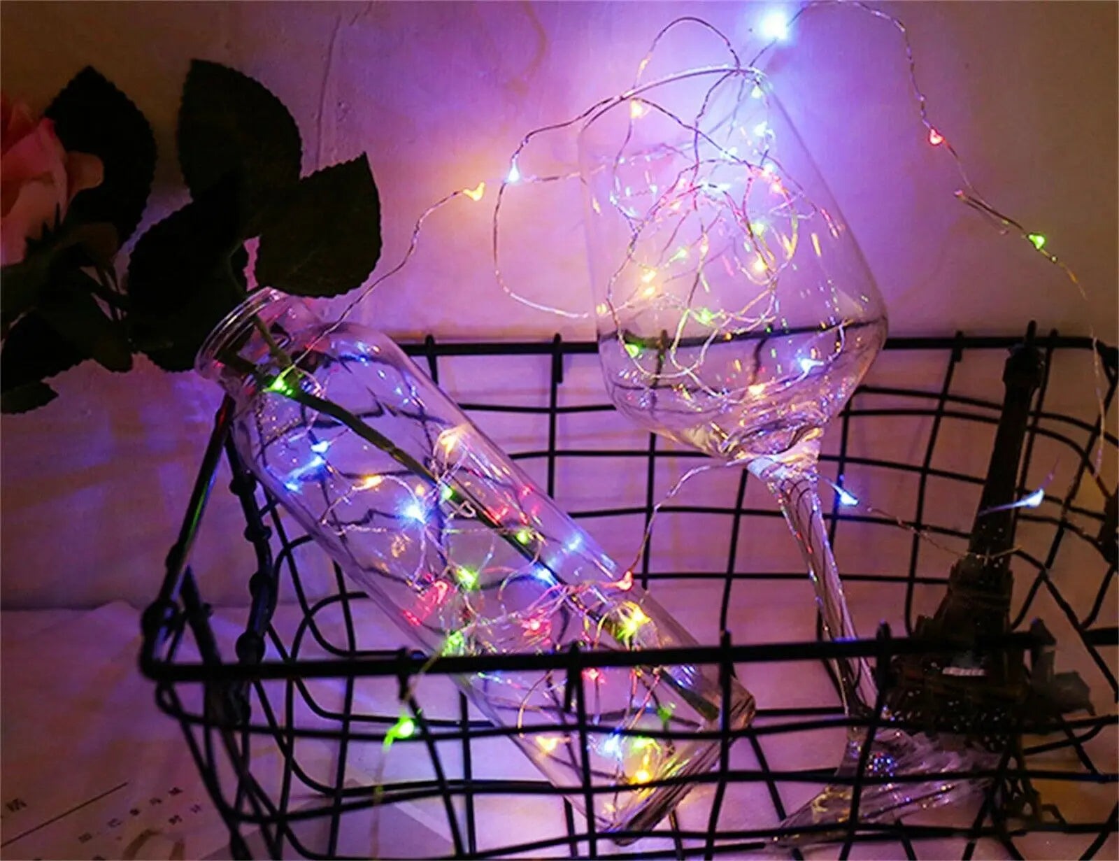 Guirlande lumineuse LED blanche chaude avec pile bouton CR2032