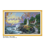 tableau point croix paysages maritimes motifs scéniques coton blanc peinture décoration maison cadeau enfants