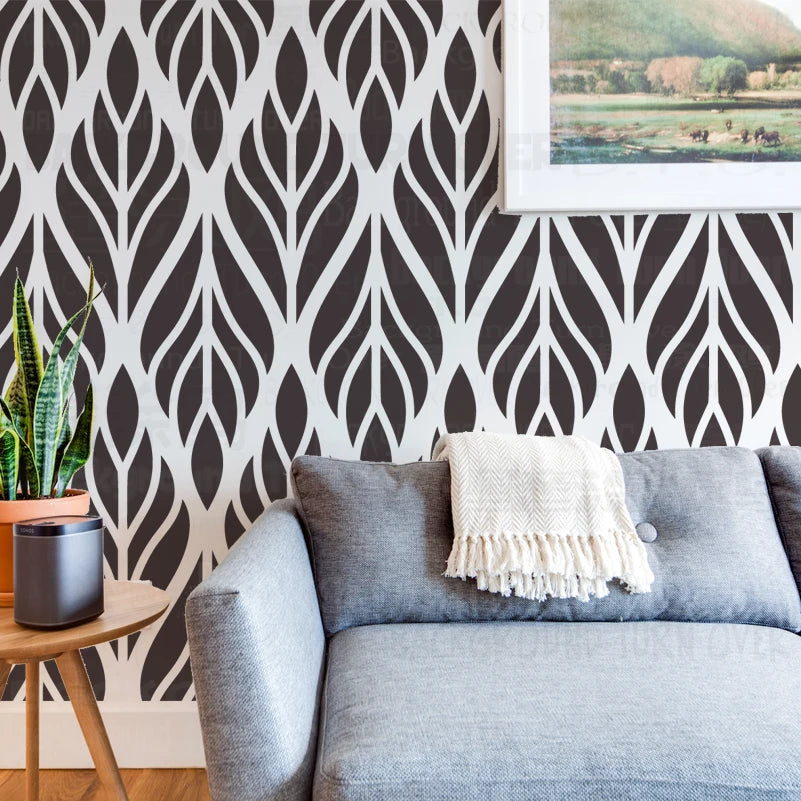 Motif floral pochoir mural réutilisable