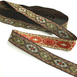 ruban gros grain motif géométrique ethnique noir beige rouge blanc 100% polyester 2cm 3.3cm
