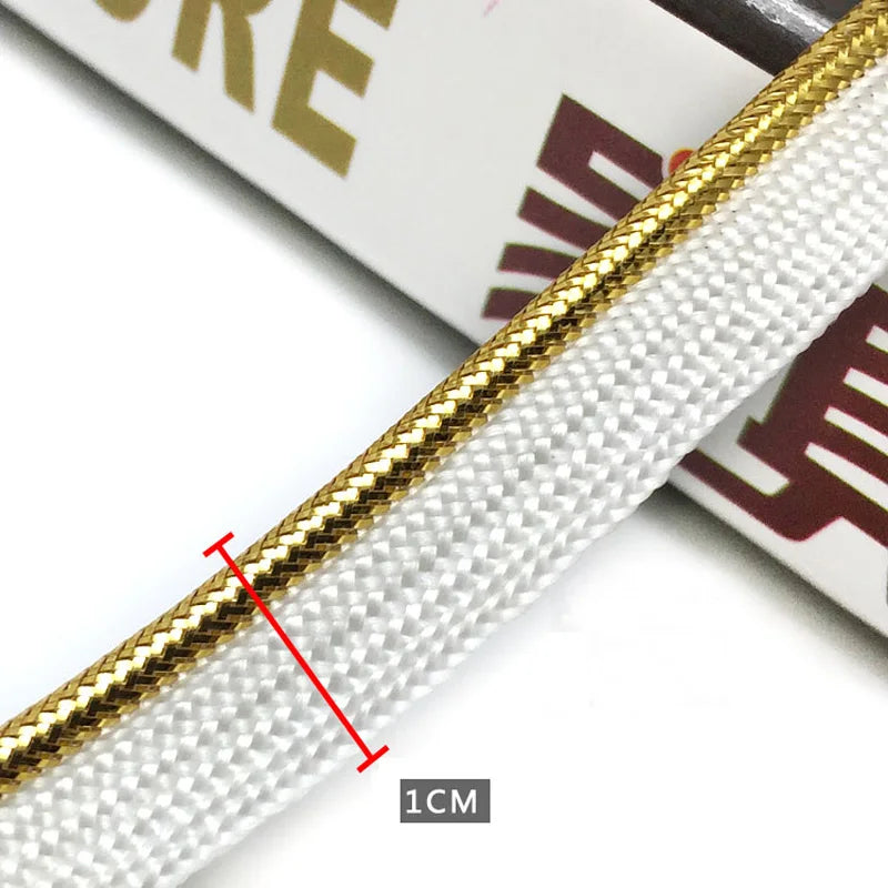 ruban polyester blanc or argent rayures diagonales mètres texturé décoration bricolage couture