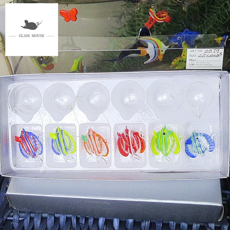 boules noel verre poissons decoratives transparentes artisanal animaux poissons colorés festive
