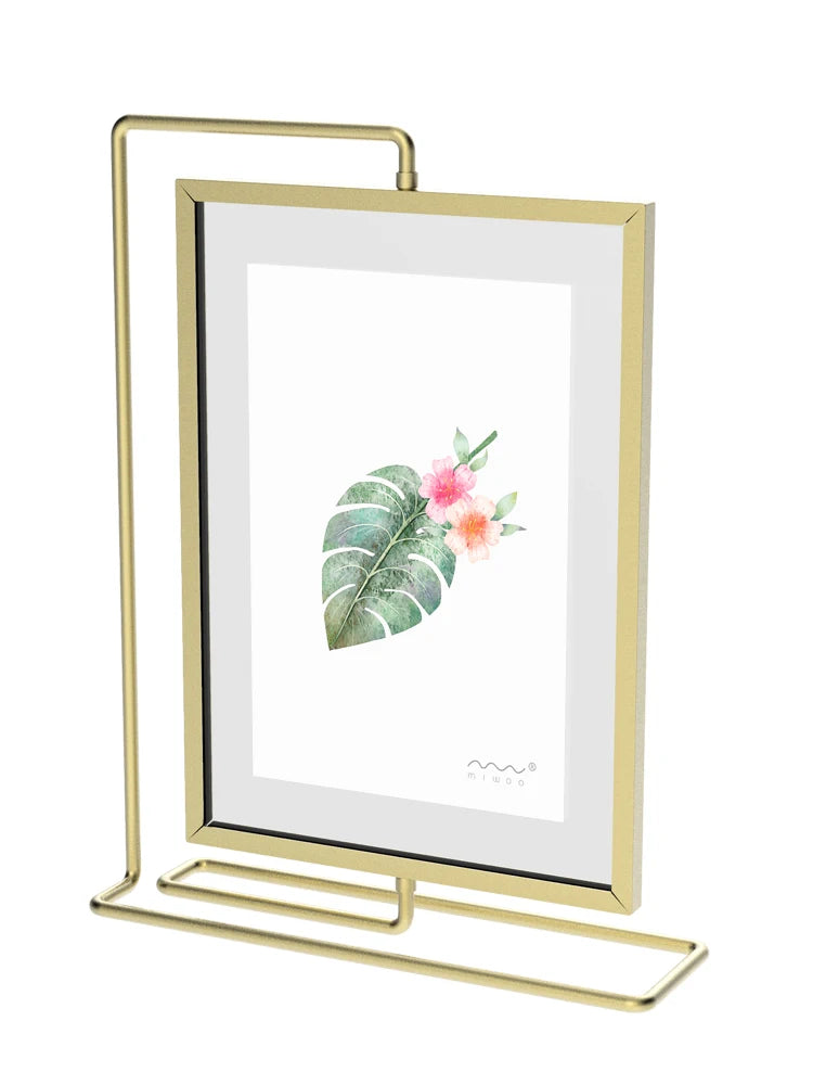 cadre photo moderne double face rectangle métal alliage noir doré gris rose transparent minimaliste