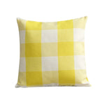 housse coussin carreaux géométriques bleu marine blanc rustique décontracté salon chambre voiture 45x45cm