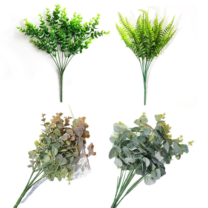 plantes artificielles eucalyptus fougères soie verte décoration mariage bouquet fleurs intérieur moderne vases