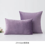 housse coussin violet velours doux décoration canapé chambre lit moderne unis 30x50cm 45x45cm