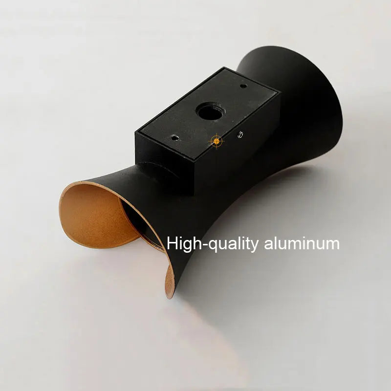 lampe murale moderne noir doré incurvée deux sources lumineuse montée mur haute qualité ip55
