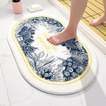 tapis bain antidérapant mousse pe polyester moderne feuilles léopard fruits lettrage blanc noir vert