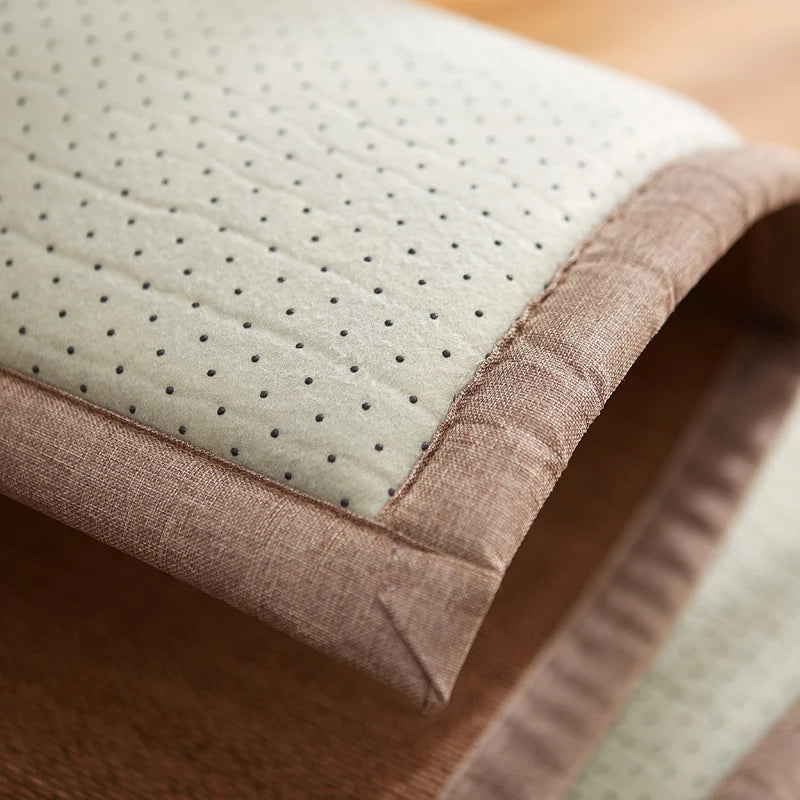Détail du tissage à la main du tapis en bambou Ombre Interieur