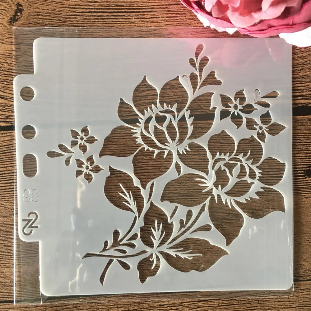 gabarit peinture fleurs moderne blanc bleu noir feuilles floral opaque minimaliste bricolage scrapbookcoration