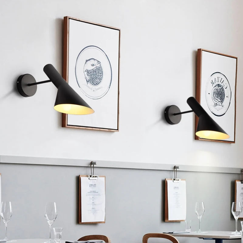 applique murale moderne minimaliste noir blanc fixée mur interrupteur bouton led chambre cuisine étude