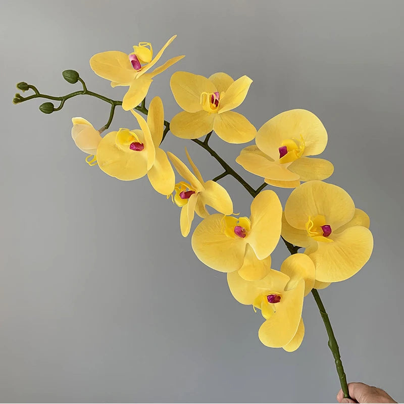 décoration intérieure orchidées artificielles blanc rose jaune feuilles vertes minimaliste mariage anniversaire baby shower