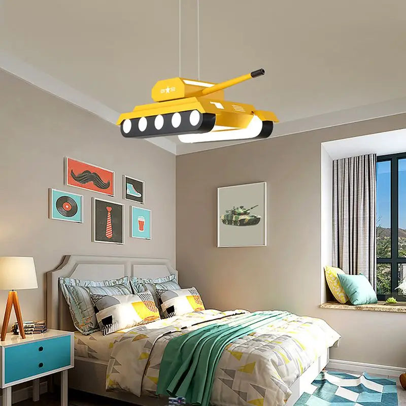 Suspension char militaire vert jaune contemporaine télécommande chambre salon étudié