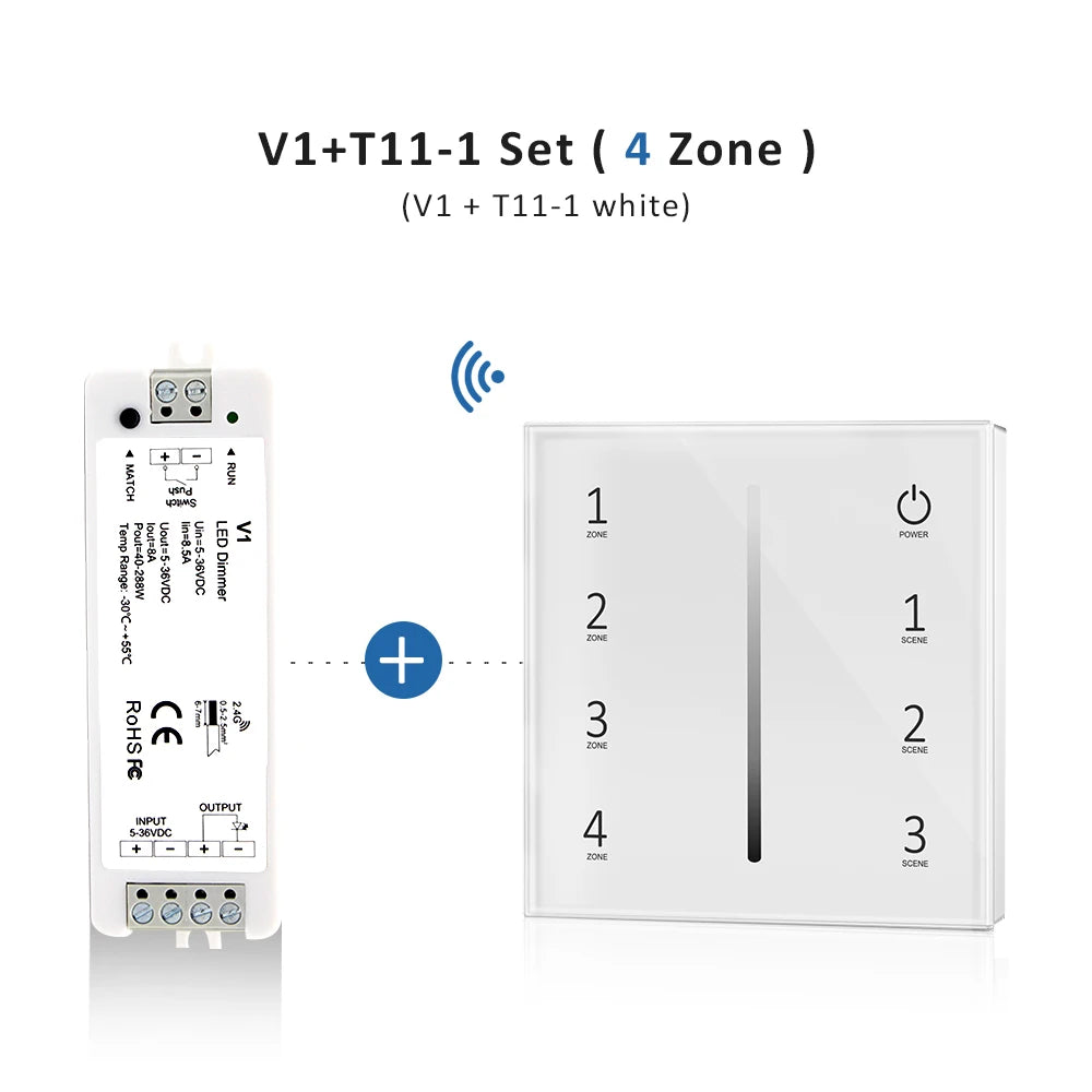 interrupteur led touch dimmer blanc noir rond moderne minimaliste adhésif