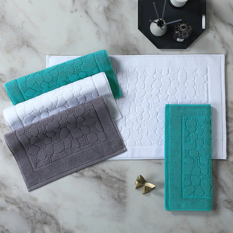 serviettes bain turquoises grises motif géométrique 100% coton absorbantes salle bain classiques lavables machine