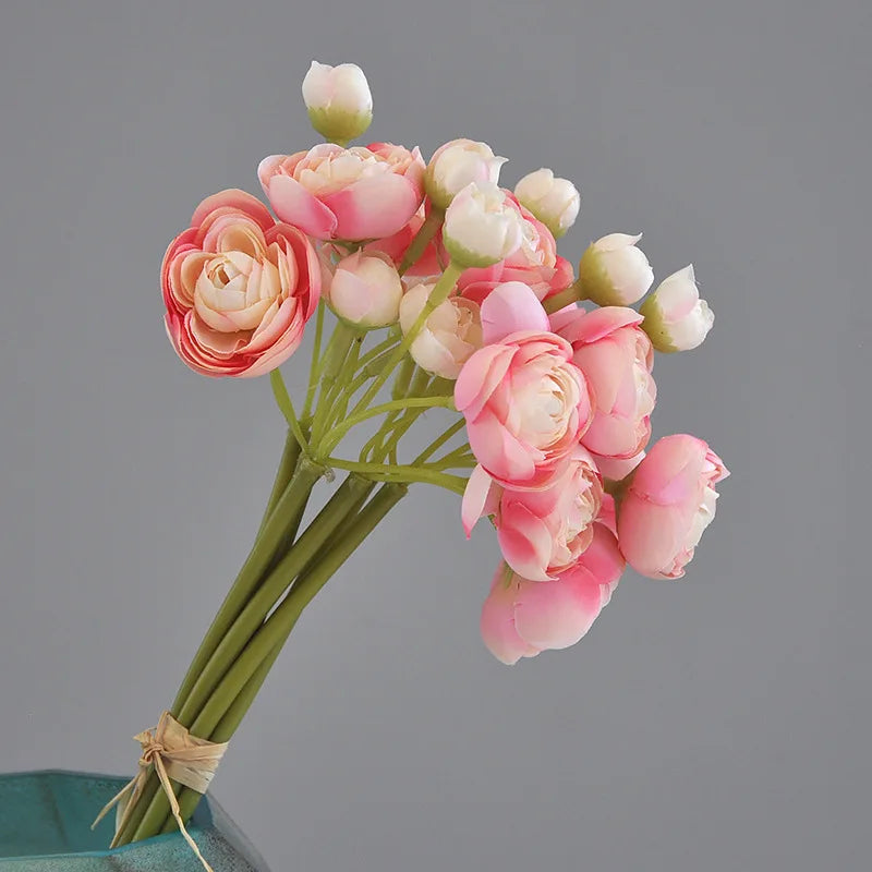 bouquet fleurs artificielles soie rose blanc vert clair moderne élégant décoration intérieur noël mariage