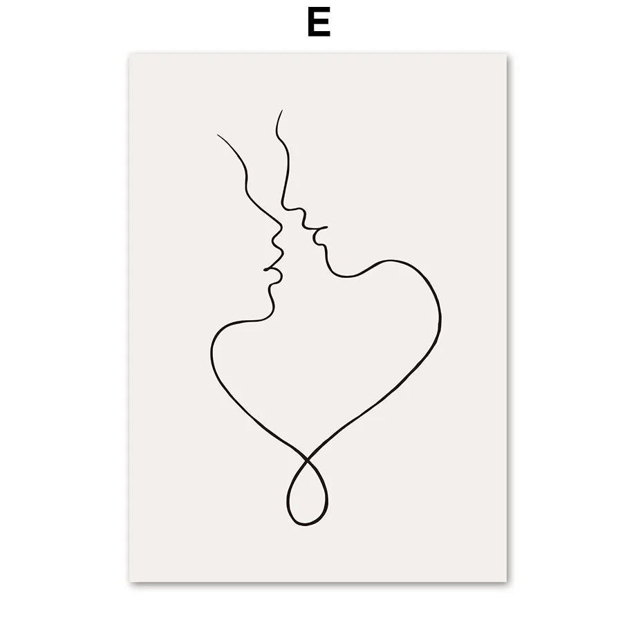 Deux profils de visage s'embrassant, formant un cœur.