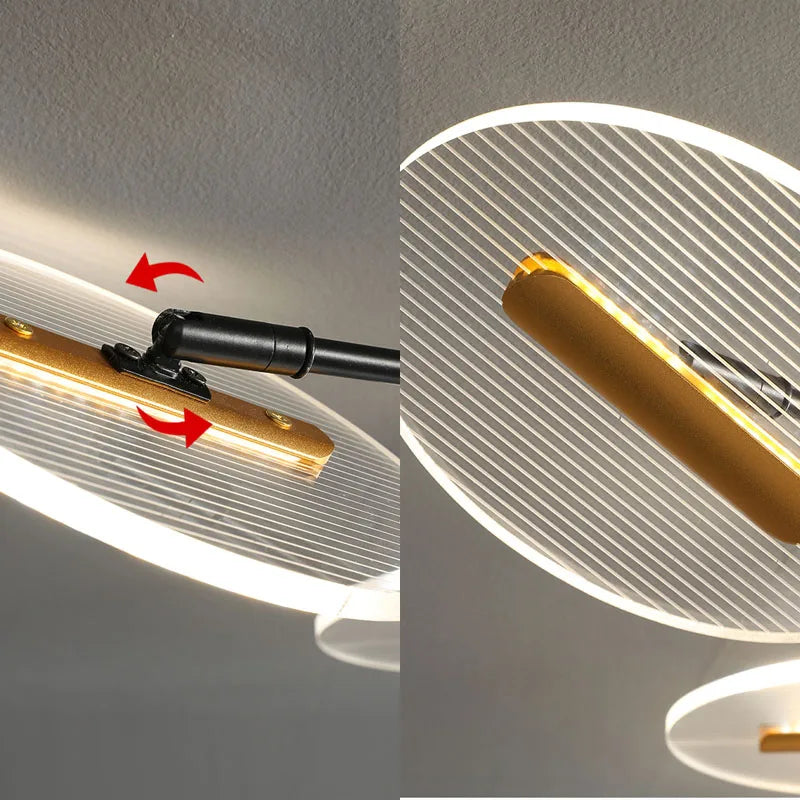 plafonnier moderne acrylique noir doré led clips facile chambre salon