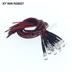 diodes led transparentes opalescentes 5mm ronde lisse 12v 24v fil rouge noir 10 pièces