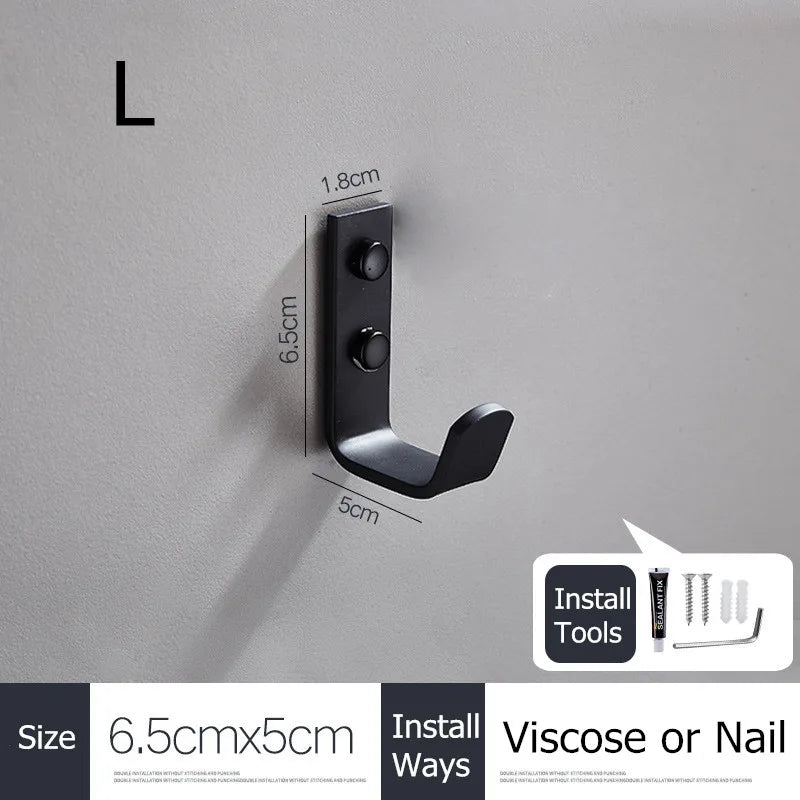crochet mural porte serviette noir mat acier inoxydable moderne salle bain cuisine