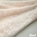 tissu polyester brillant effet paillettes moderne vert pastel rose violet bleu clair opaque décoration