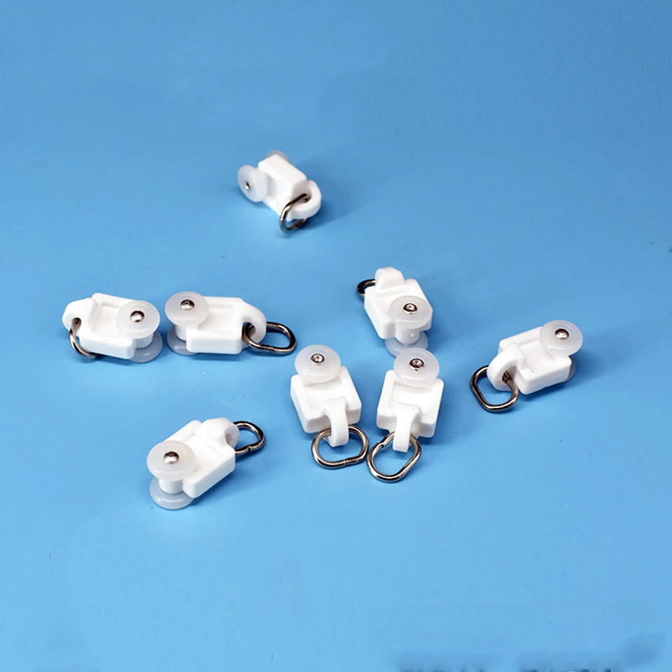 rideaux électriques runners blanc anneaux métalliques rail plastique lisse fonctionnels industriels