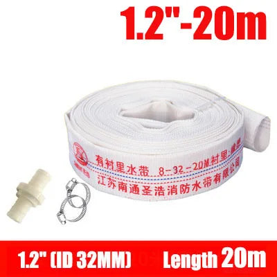 tuyau d'incendie polyester haute pression blanc lignes rouges bleues 5m 10m 20m adaptateurs