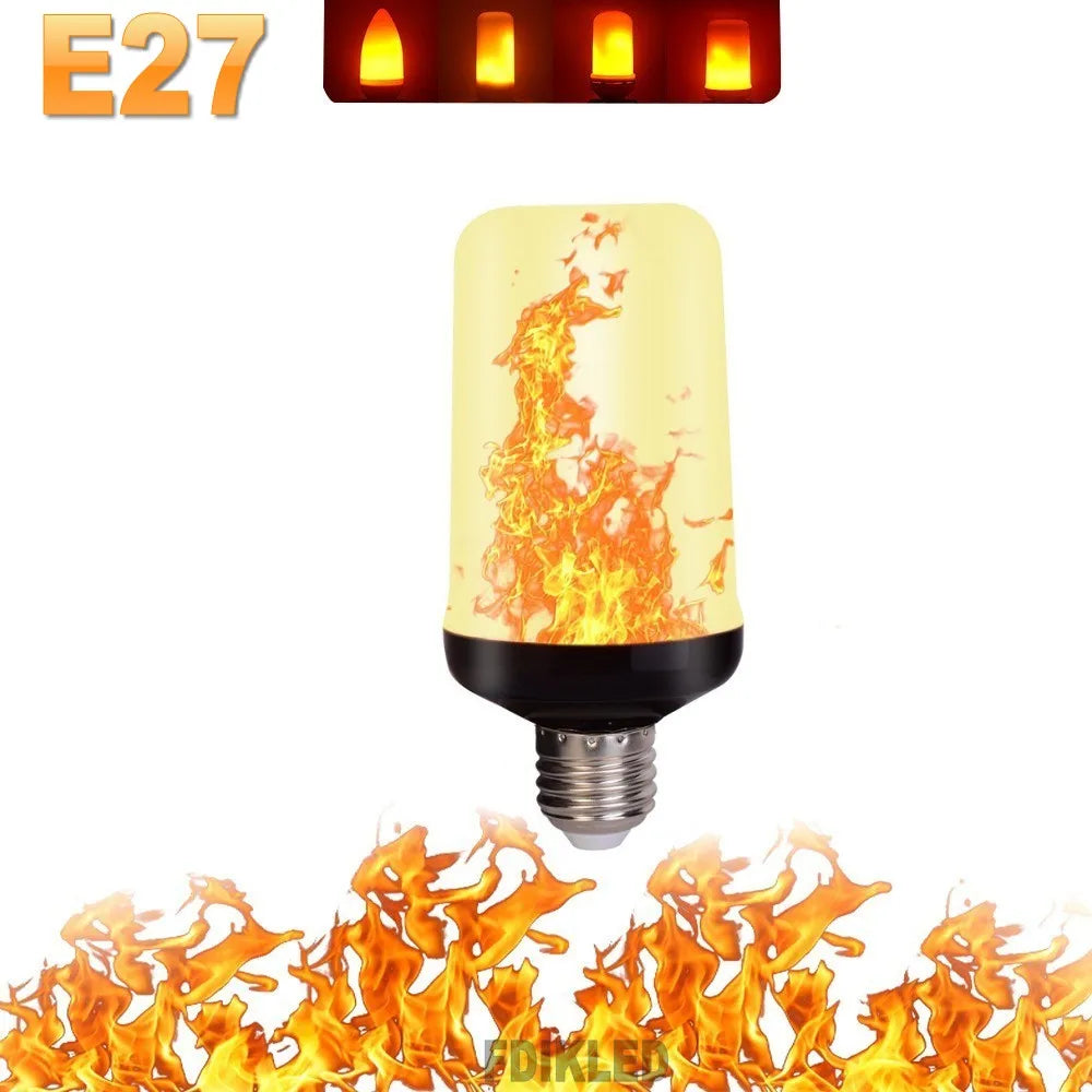 ampoule effet flamme led modes e14 e27 décoration intérieure simulant feu orange blanc