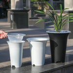 cache pot moderne cattleya phalaenopsis blanc noir air pruning racines controle drainage