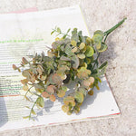 Bouquet artificiel feuilles rondes vert gris décoration intérieure salon jardin naturel rustique decoration cadeau