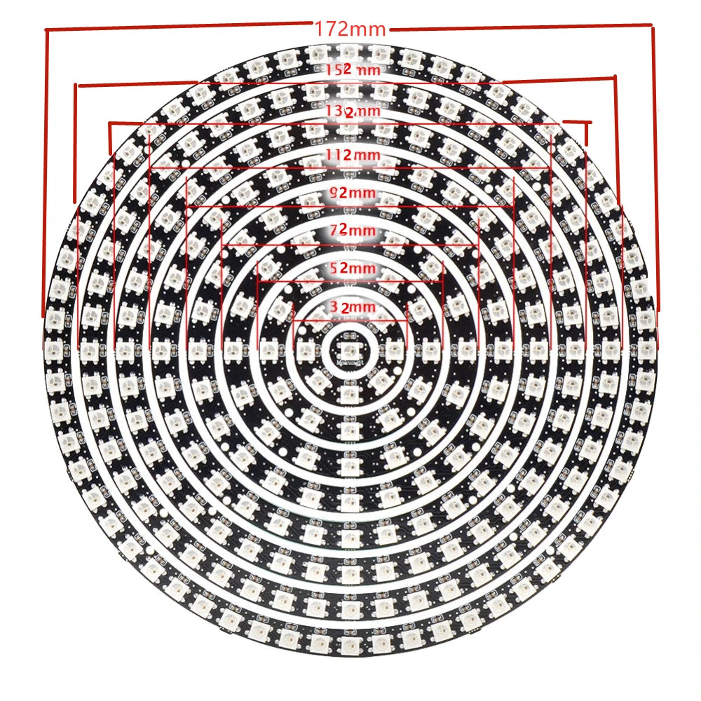 plaque led noir blanc points led moderne technologique concentrique 172mm 172mm