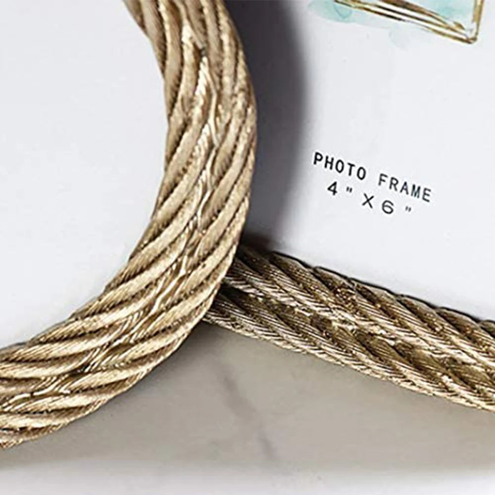 cadre photo résine tressée or beige rectangle décoration nautique pied plastique fixe 4x6 4x4