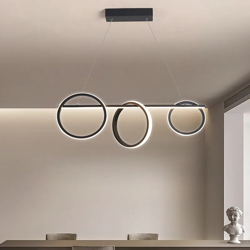 suspension lumineuse moderne blanc noir circulaire contemporaine salon chambre hall