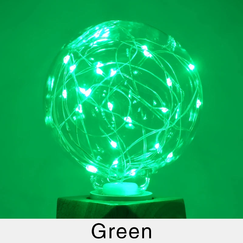 ampoule led décorative multicolore fil cuivre entrelacé opacité verre e27