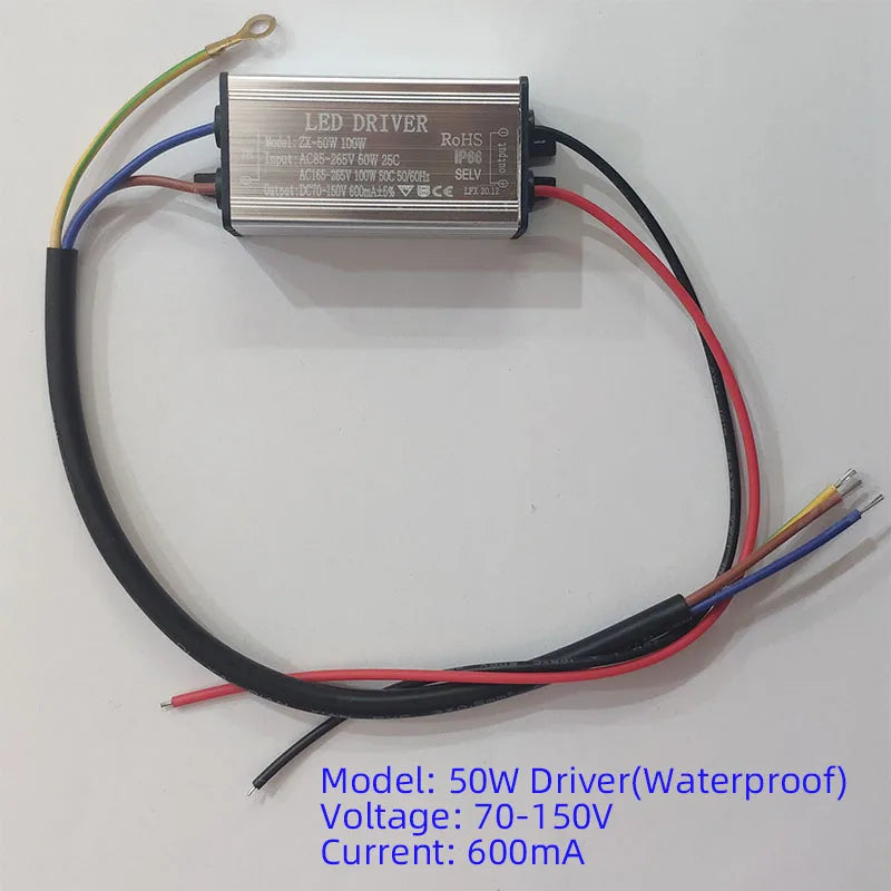 puce led cob 50w driver câbles lampadaire extérieur blanc jaune électronique