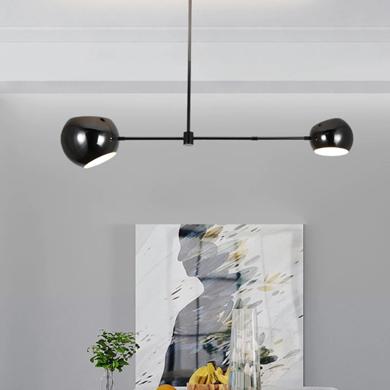 suspension lumineuse moderne sphères métalliques noir opalescent led 110v 220v semi encastrée tactile