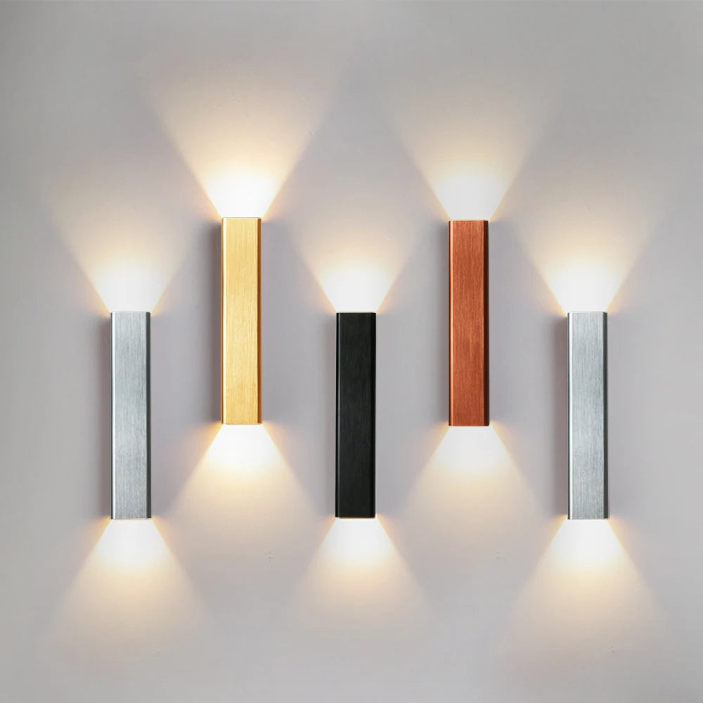 Applique murale moderne LED aluminium argent doré noir minimaliste chambre salon 1218W