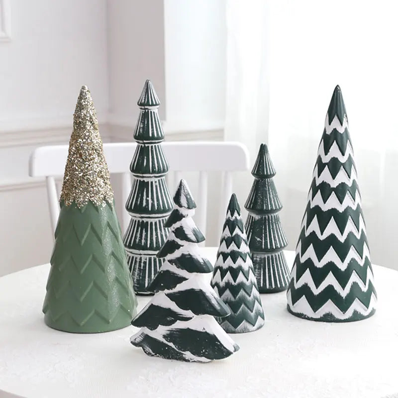 Mini arbre de Noël en résine pour décoration de bureau jaune fluo