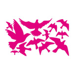 sticker mural moderne oiseaux volants blanc jaune noir 30x50cm adhésif