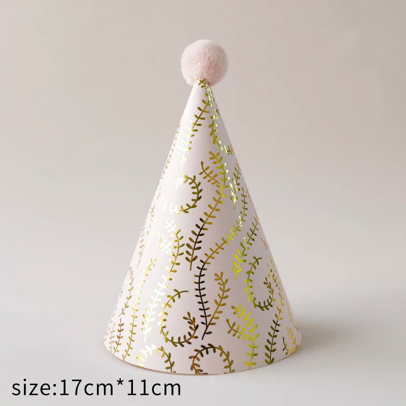 chapeaux fête anniversaire or bleu marine rayures pois dorés happy birthday moderne festif