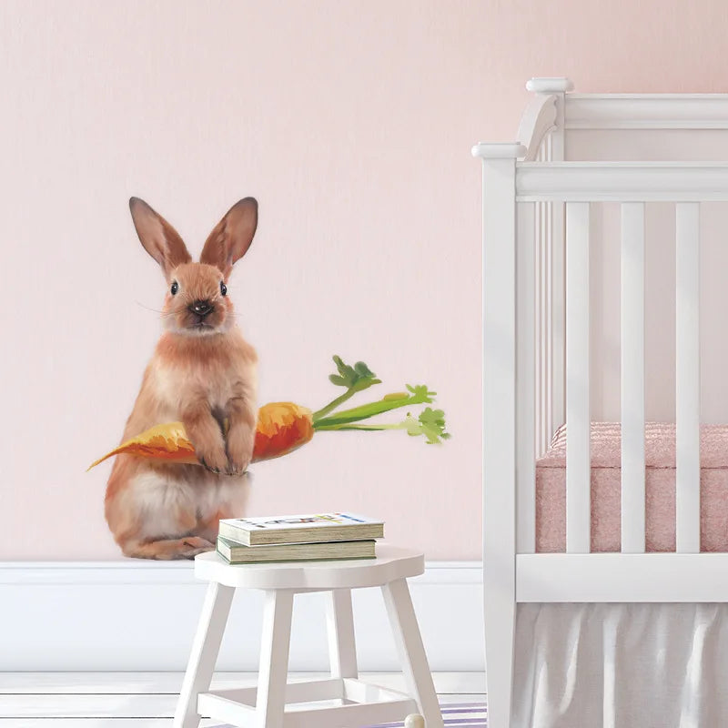 sticker mural lapin carotte décoration chambre enfant moderne résistant eau pvc autocollant animal maison