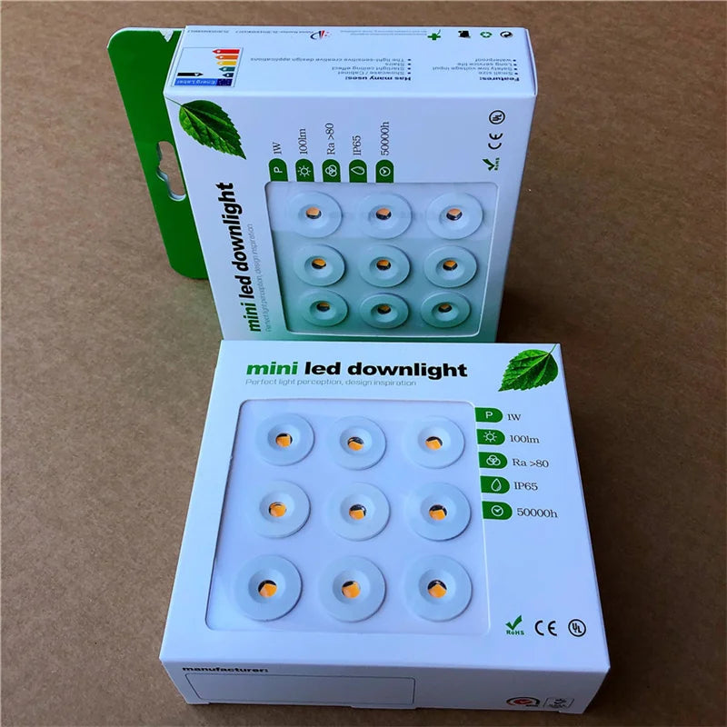 éclairage led mini downlight blanc moderne 12v 1w opaques câbles