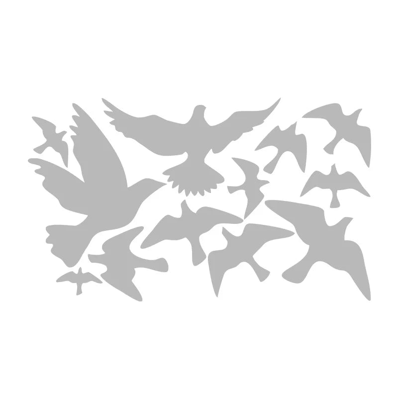 sticker mural moderne oiseaux volants blanc jaune noir 30x50cm adhésif