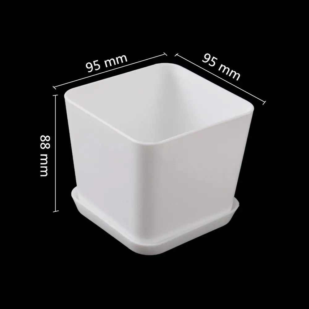 Pot fleurs blanc moderne plateau trous drainage petite plante intérieure plastique